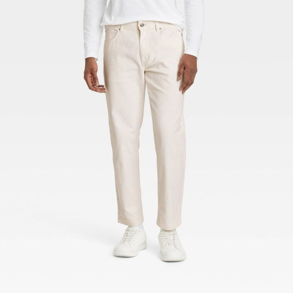 Men's Casual Straight-Leg Pants in Cream